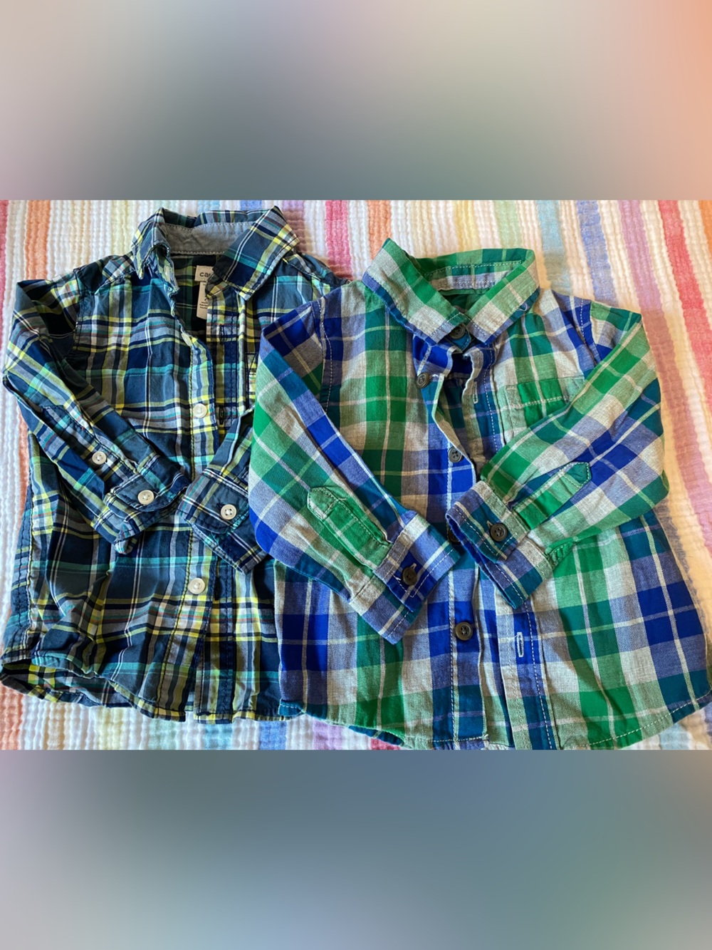 Plaid Button Down Long Sleeve Shirts | Set of two